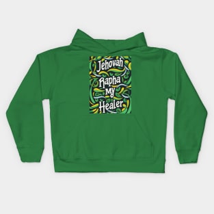 JEHOVAH RAPHA GREEN RIBBON WITH A TOUCH OF YELLOW Kids Hoodie